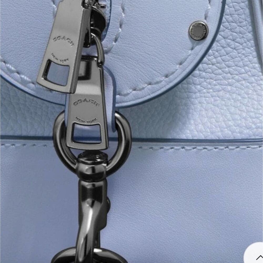 Coach‎ PEBBLE LEATHER LANE SATCHEL Mist light lavender blue new!! - Picture 6 of 10